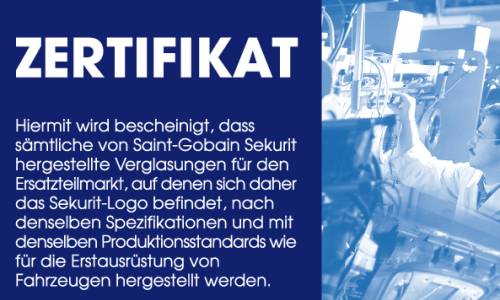 Zertifizierte Fahrzeugverglasung / Saint Gobain / Sekurit